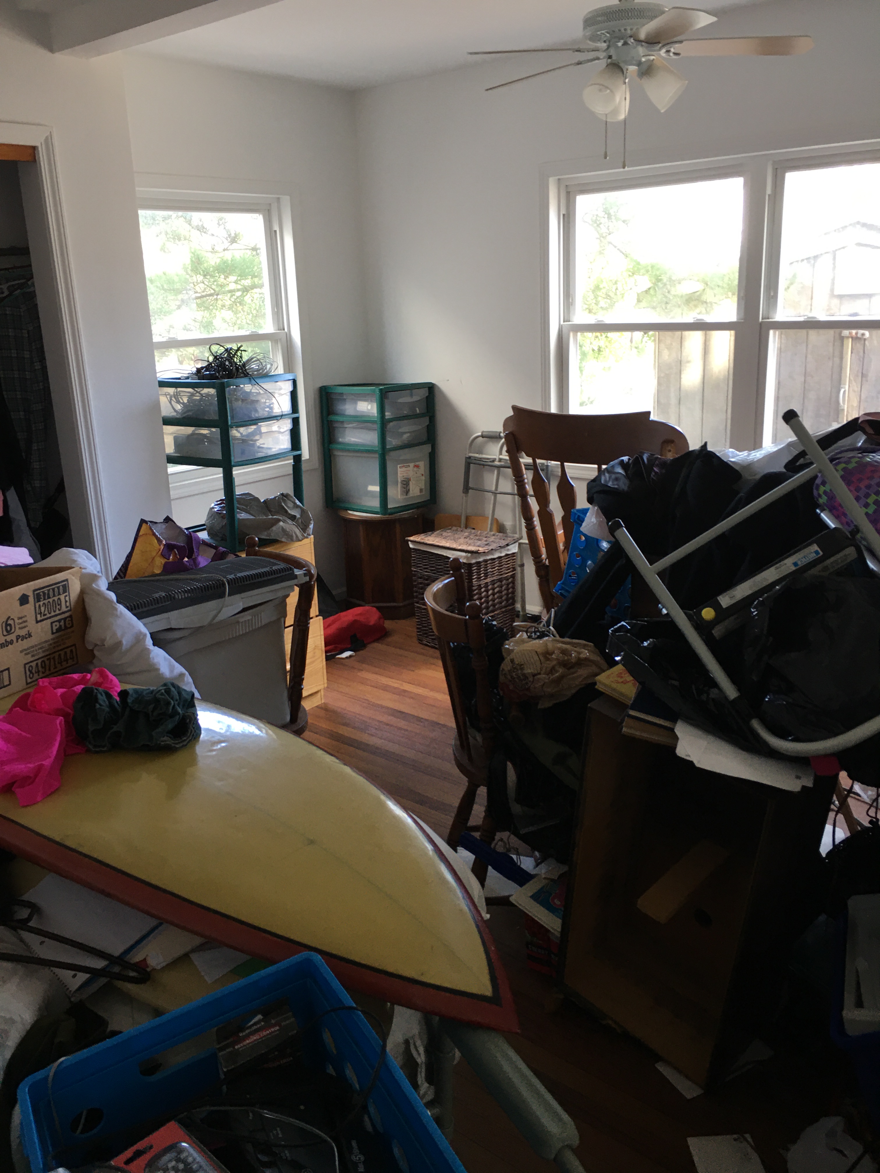 Cluttered room before an A-Lot-Cleaner hoarder cleanout
